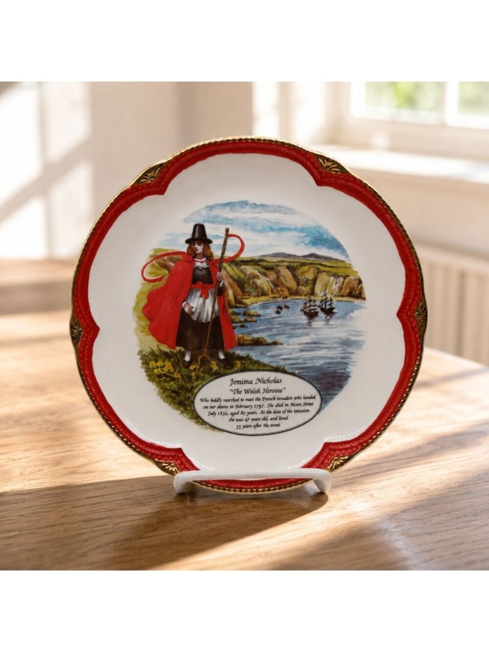 Glyn-Coch Jemima Nicholas Welsh Heroine Ceramic Collector Plate Vintage 8"